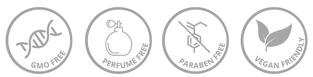 Free from GMO, Perfume Free, Paraben Free, Vegan Friendly