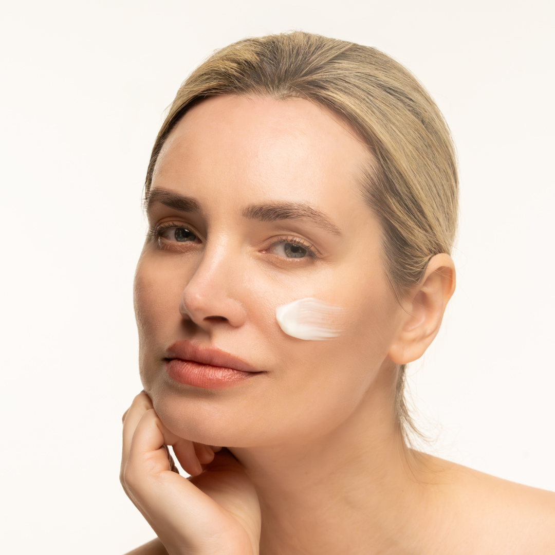 Dr Sebagh Extreme Maintenance Cream applied to the face, rich moisturiser for dry and very dry skin