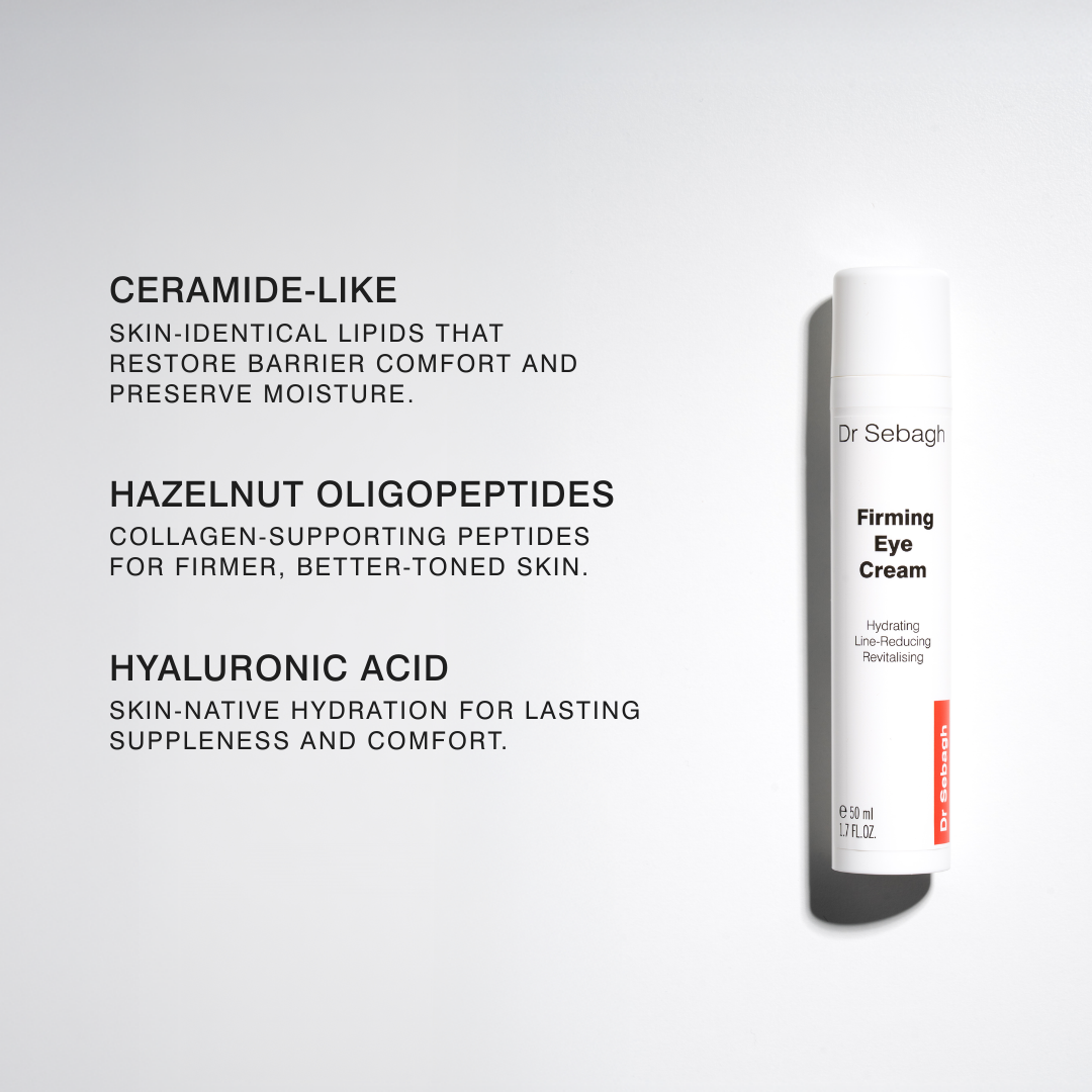 Dr Sebagh Professional Size Firming Eye Cream with ceramide-like lipids, peptides and hyaluronic acid, hydrating and firming eye treatment