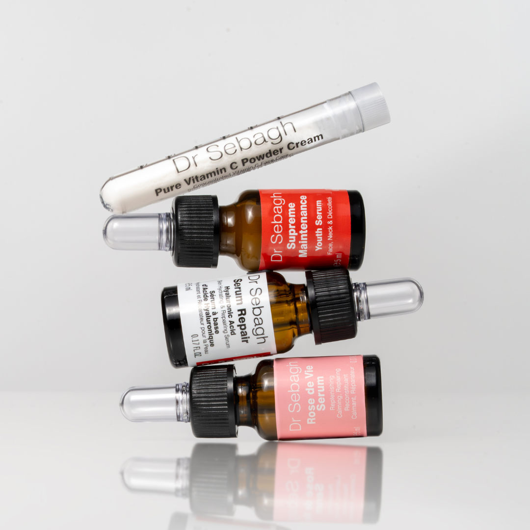 Dr Sebagh Mini Serum Bar Kit featuring four targeted serums and a vitamin C booster for personalised skincare.