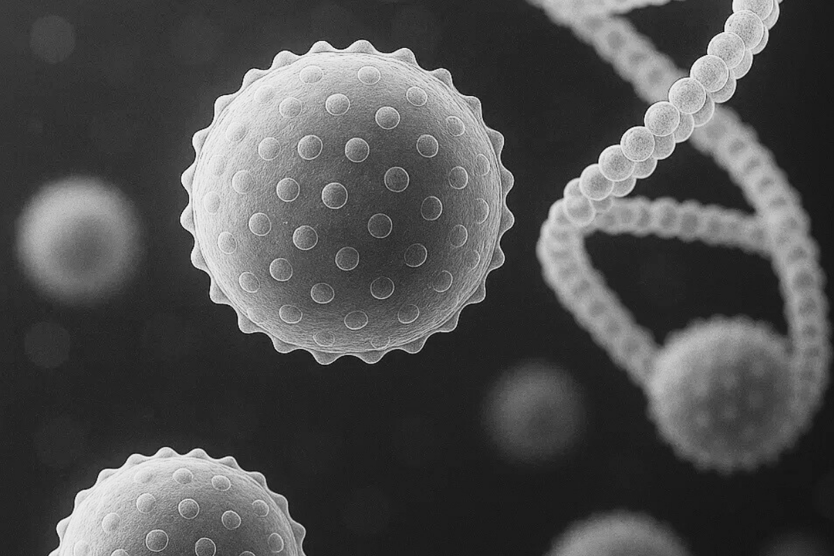 Microscopic view of exosomes used in regenerative skincare