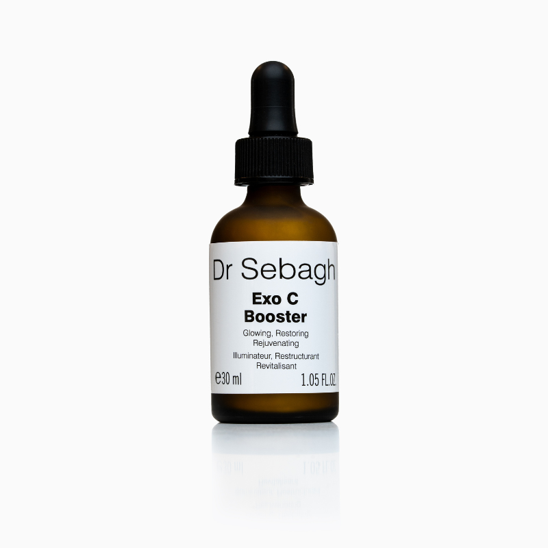 Dr Sebagh Exo C Booster serum bottle, formulated to restore radiance, support skin regeneration and defend against environmental stress