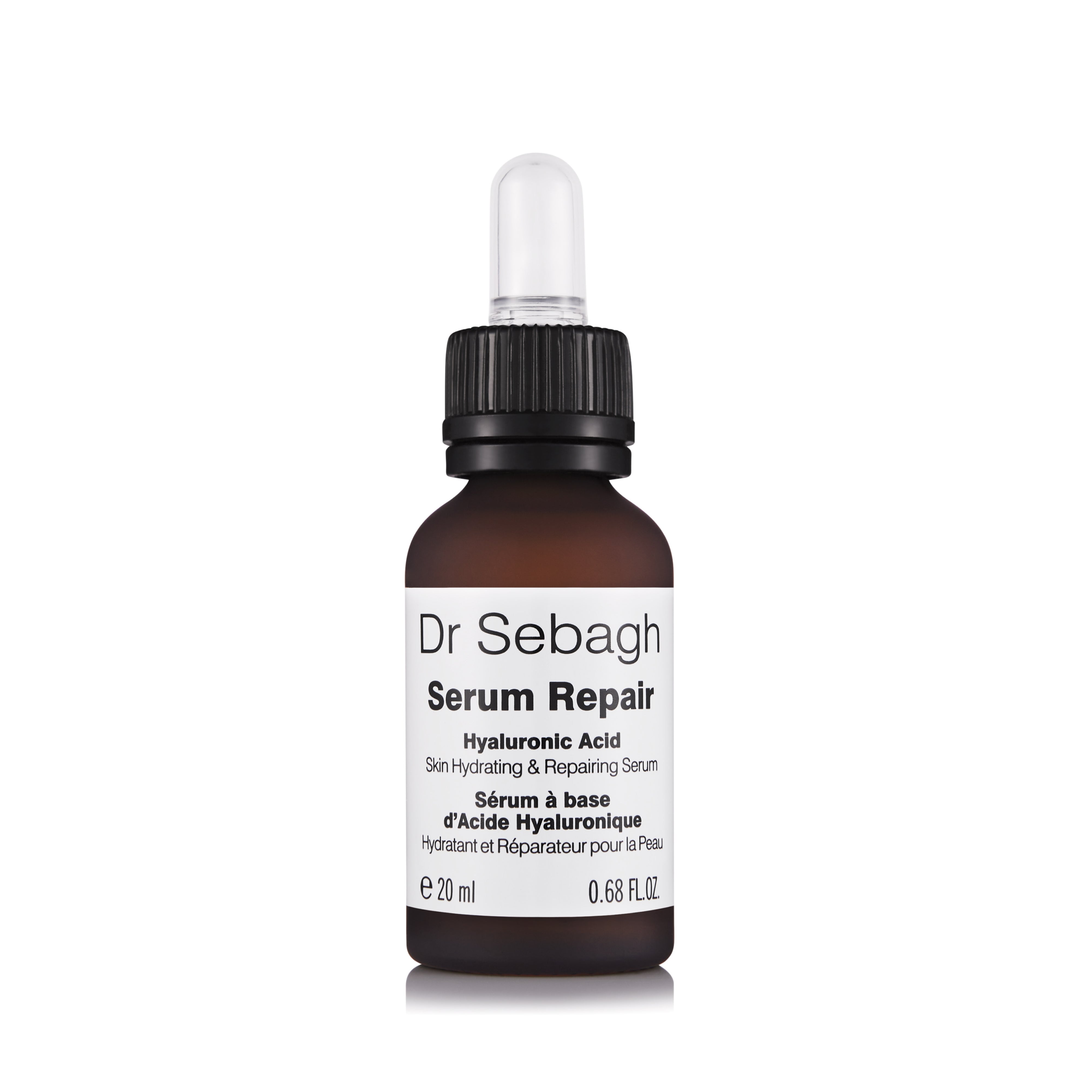 Product image of Dr Sebagh Serum Repair, a hyaluronic acid and peptide serum designed to hydrate, plump and repair skin