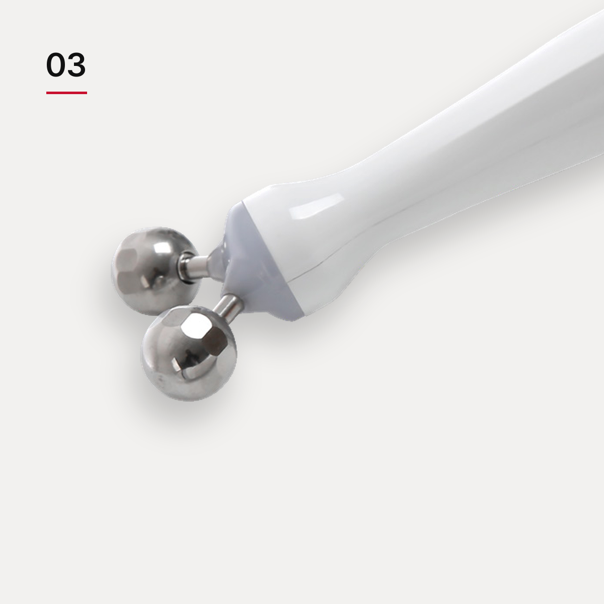 Aquapure Facial step 3, Micro-current: the twin metal roller handpiece used for a lifted, toned look