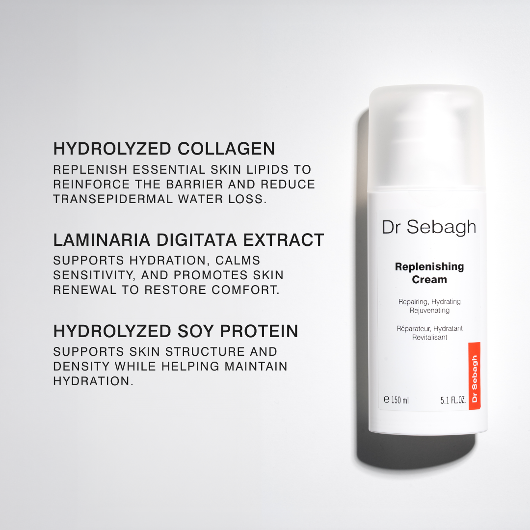 Dr Sebagh Replenishing Cream Professional Size, repairing moisturiser with hydrolyzed collagen and marine extracts for dry skin