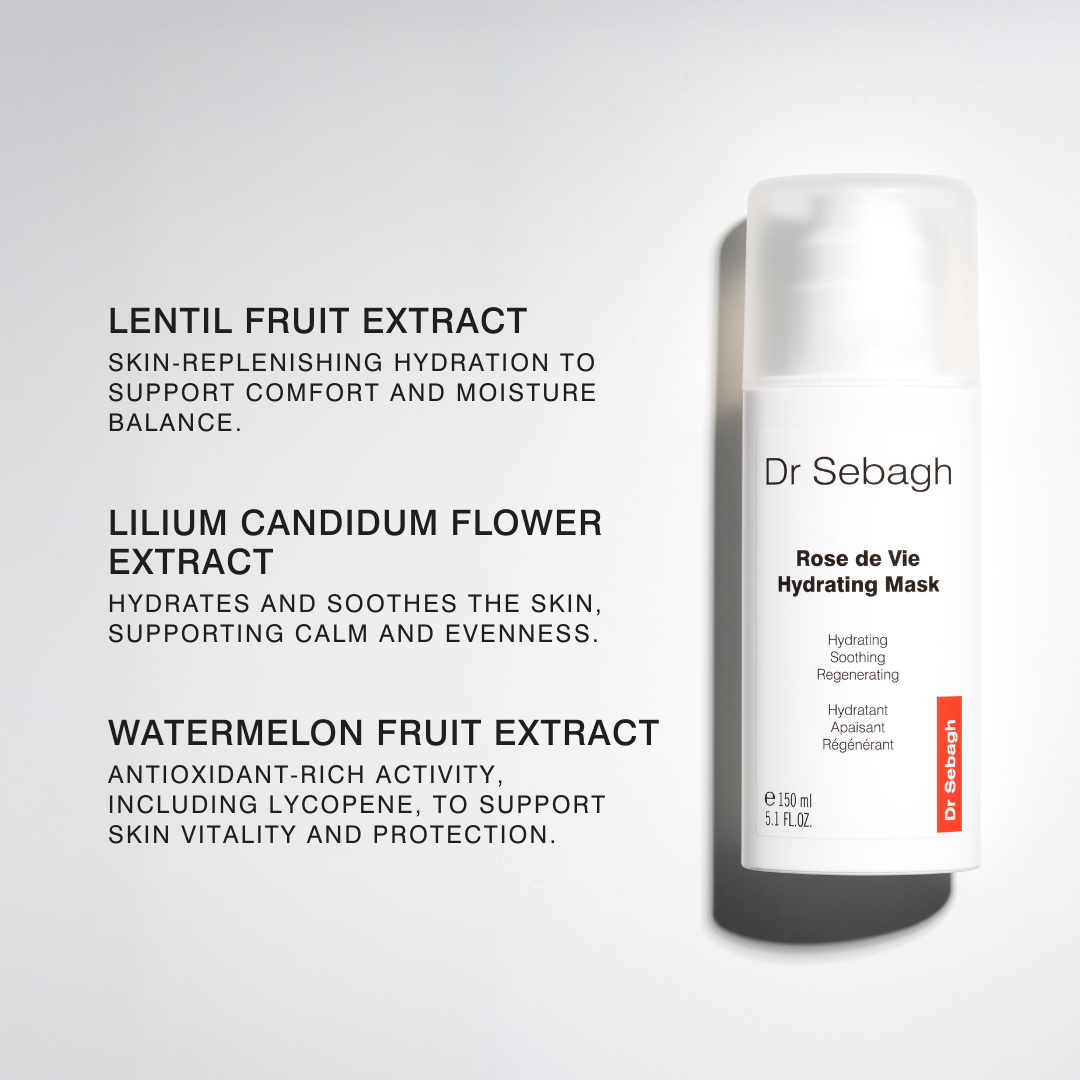 Dr Sebagh Rose de Vie Hydrating Mask Professional Size, soothing hydrating face mask with lentil, lily and watermelon extracts