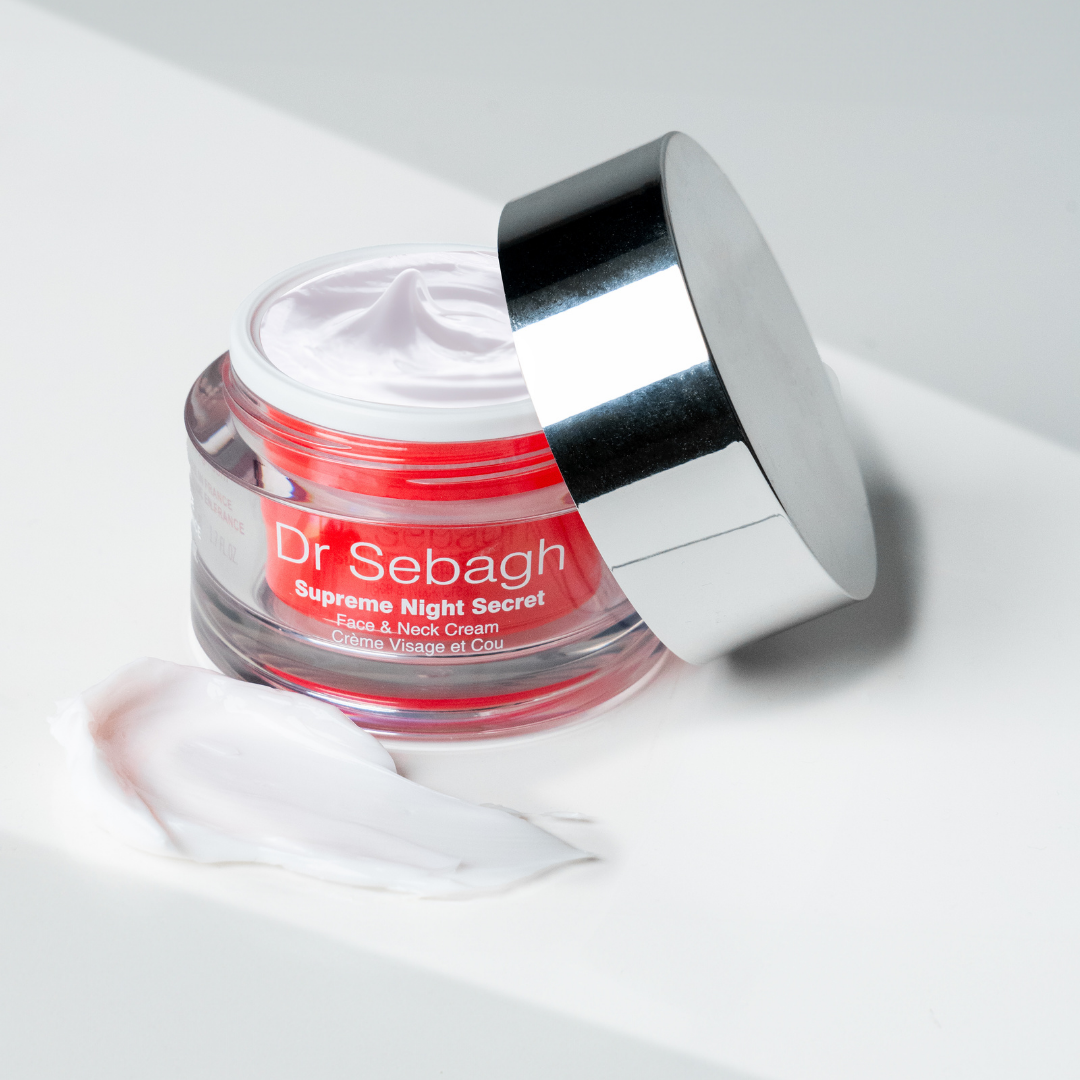 Dr Sebagh Supreme Night Secret face and neck cream open jar showing cream texture