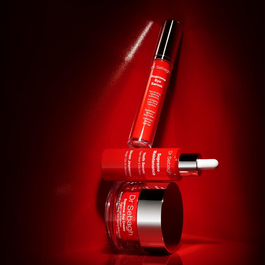 Dr Sebagh Supreme Range skincare including Supreme Day Cream, Supreme Maintenance Youth Serum, and Supreme Eye Serum