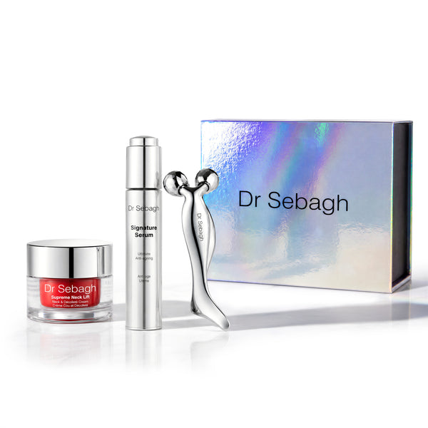 Dr Sebagh Lift & Firm Ritual featuring Signature Serum and Supreme Neck Lift to help improve firmness, hydration and the appearance of skin elasticity.
