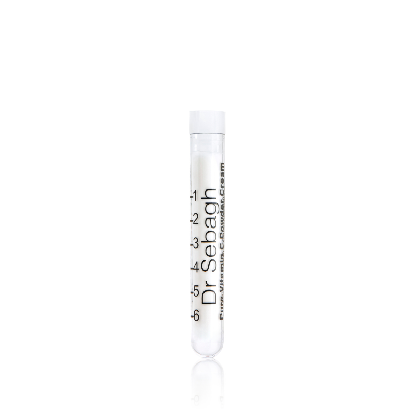 Dr Sebagh Pure Vitamin C Powder Cream shown in vial form, designed to be mixed into skincare for personalised daily use.