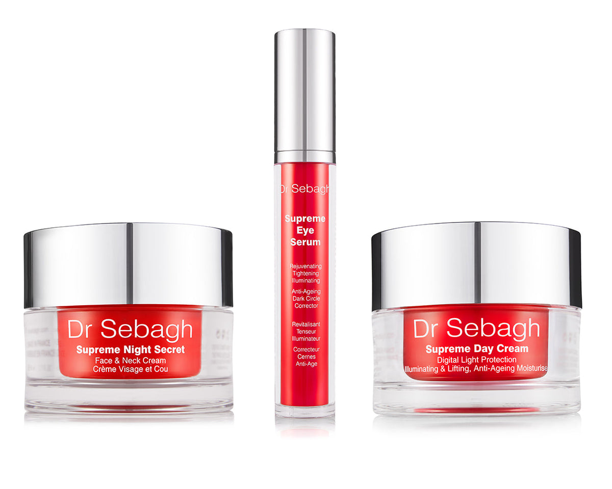 Dr Sebagh Supreme Collection contents: Supreme Night Secret, Supreme Eye Serum and Supreme Day Cream