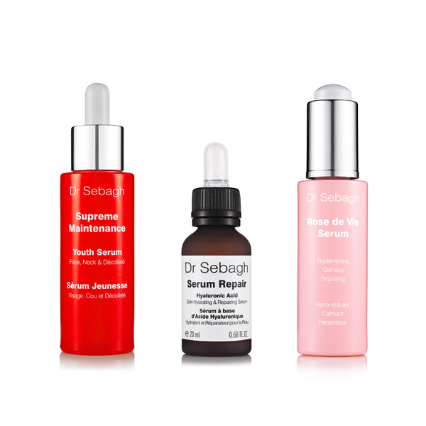 Supreme Rejuvenation Serum Bundle - Three luxury youth serums including Serum Repair, Supreme Maintenance Youth Serum, and Rose de Vie Serum