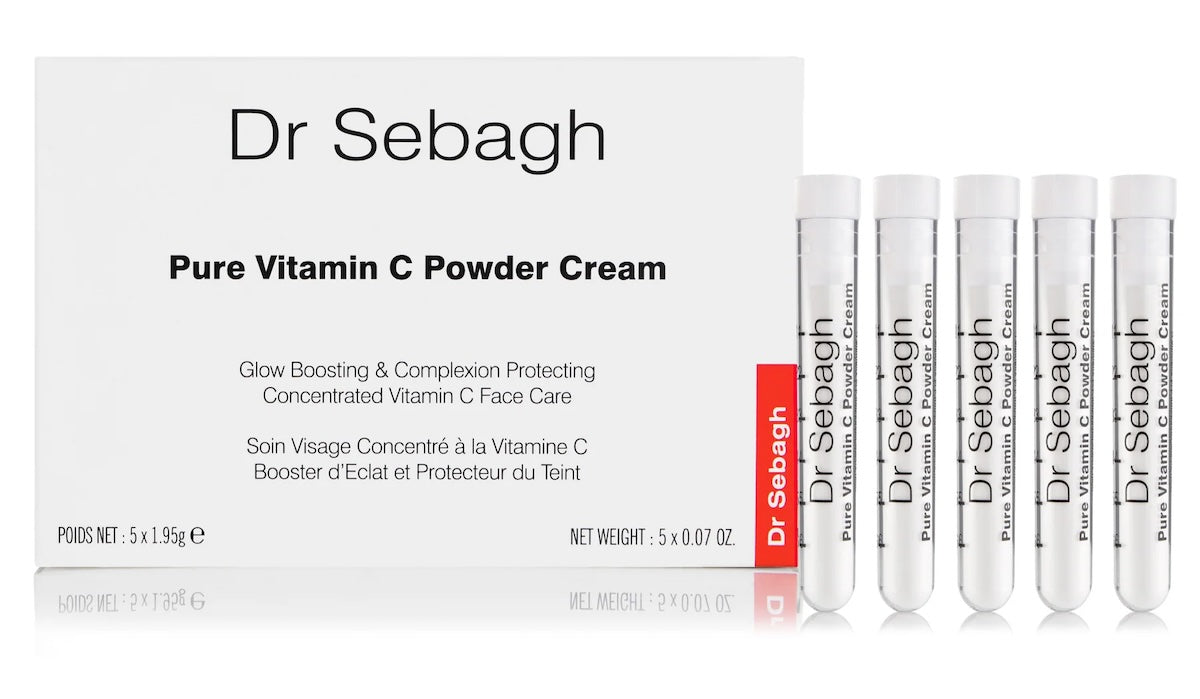 Dr Sebagh Pure Vitamin C Powder Cream box with vitamin C ampoules