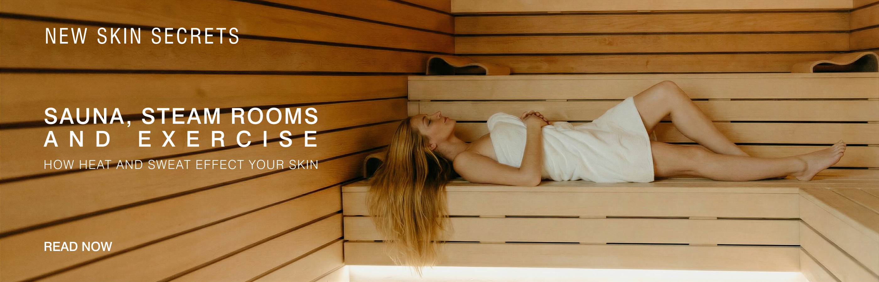Woman relaxing in a sauna illustrating how sauna, steam rooms and exercise affect skin health, featured in Dr Sebagh skincare blog